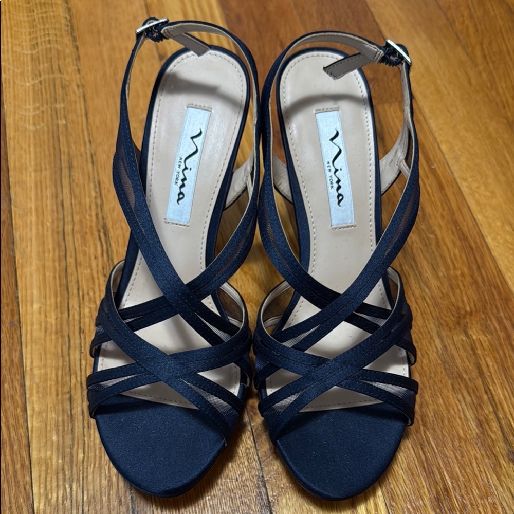 Vince Camuto Blue Strappy Heels for Formal Occasions